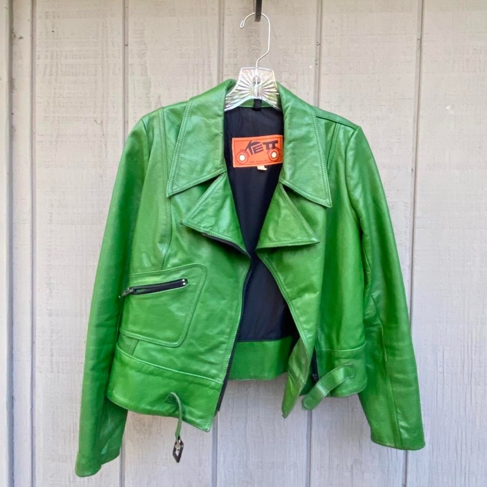 Vintage green Kett leather bomber jacket